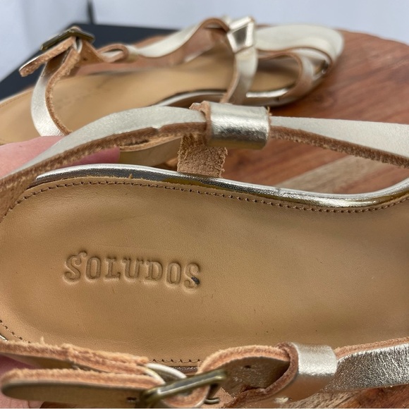 Soludos Lucie Wicker Block Heel Strappy Sandals gold Sz 7 - Picture 5 of 9